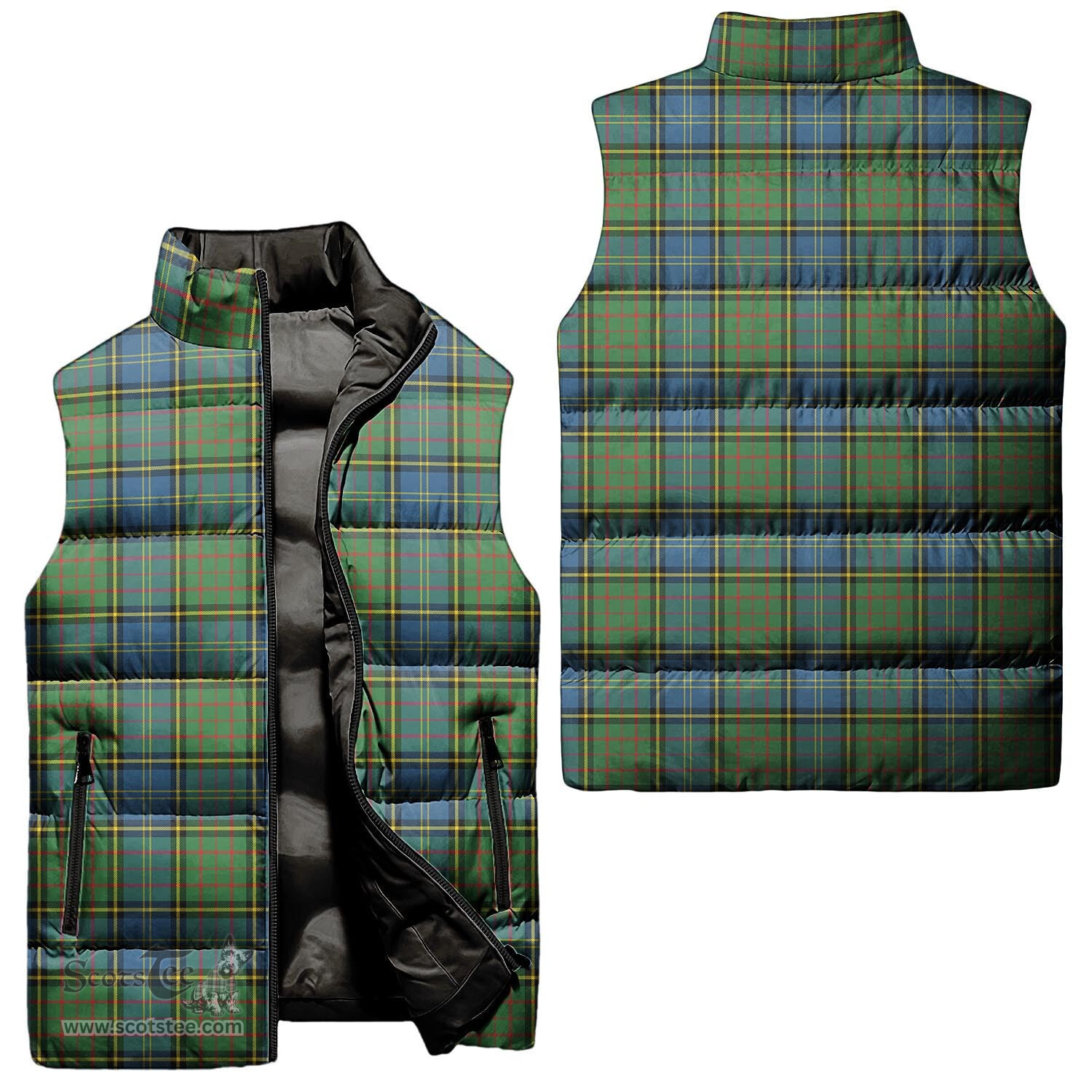 Scottish MacMillan Hunting Ancient Tartan Tartan Puffer Vest, Tartan Plaid Sleeveless Down Jacket Scottish Plaid Tartan Plaid - ScotsTee - scotstee.com