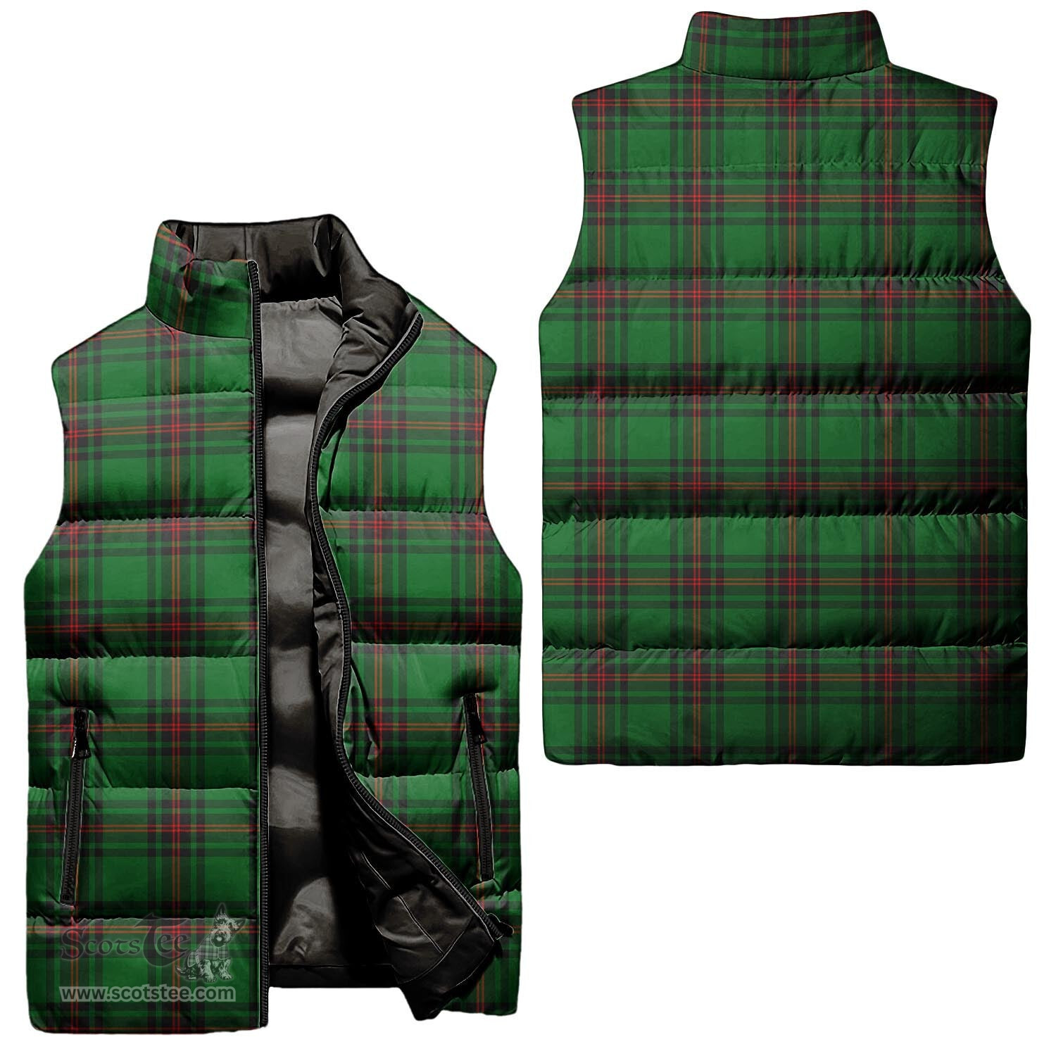 Scottish Primrose Tartan Tartan Puffer Vest, Tartan Plaid Sleeveless Down Jacket Scottish Plaid Tartan Plaid - ScotsTee - scotstee.com