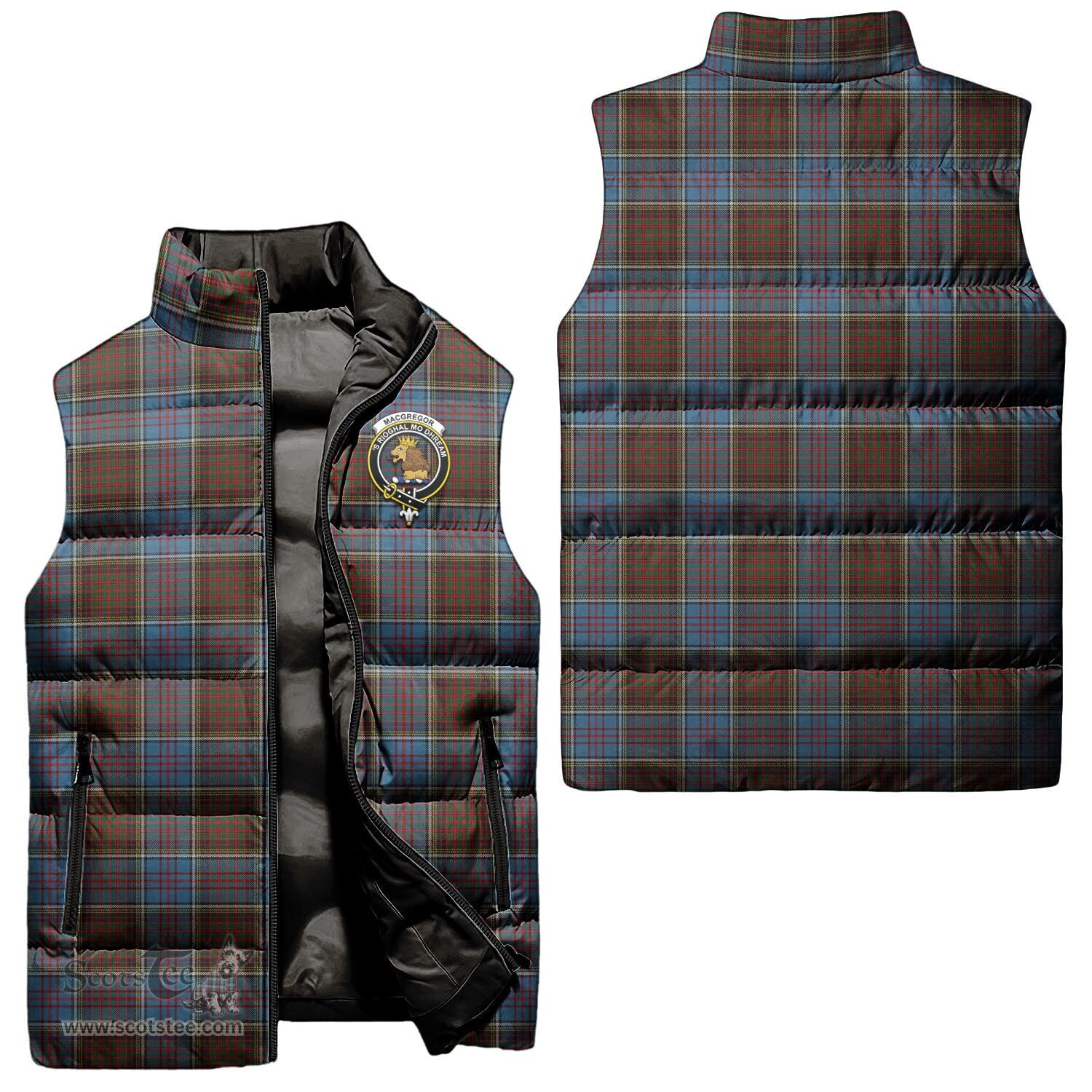 Scottish MacGregor Hastie Clan Tartan Puffer Vest, Family Crest Plaid Sleeveless Down Jacket Scottish Plaid Tartan Plaid - ScotsTee - scotstee.com