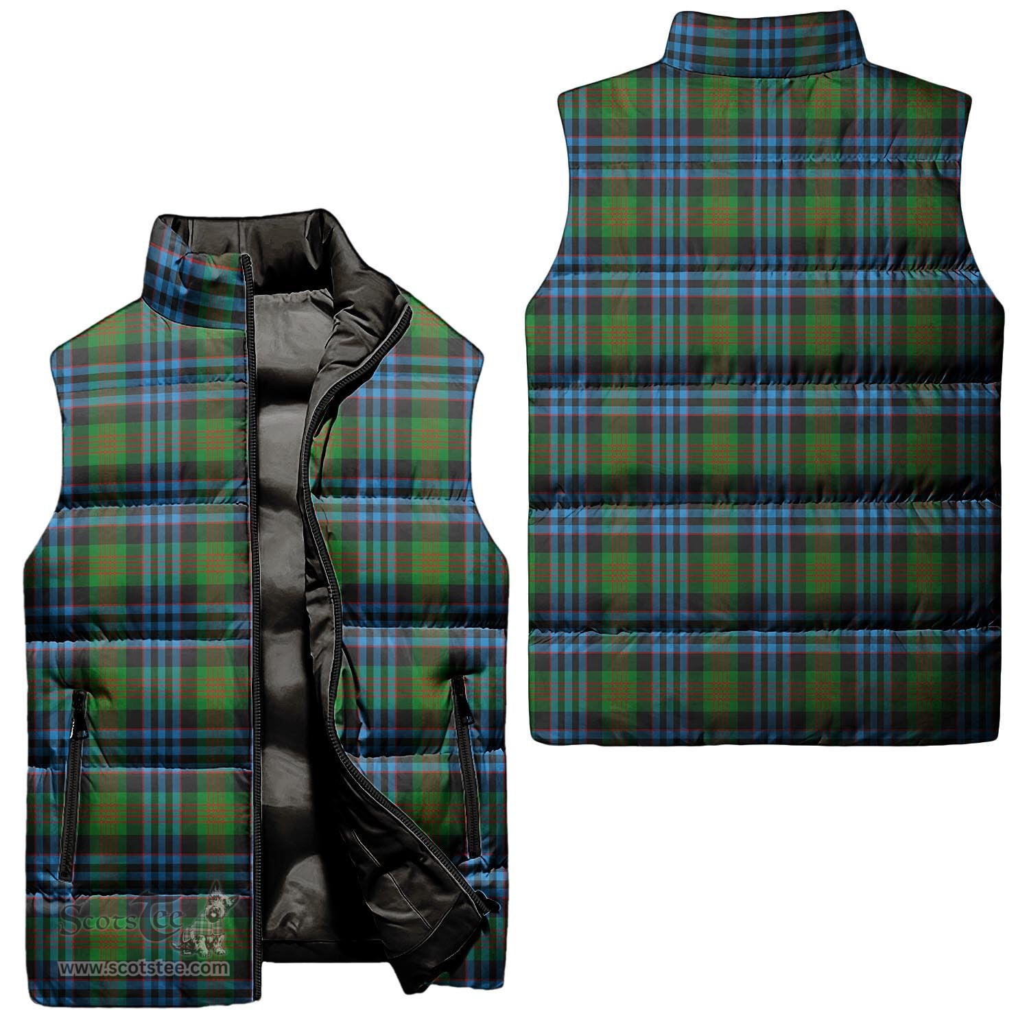 Scottish Newlands of Lauriston Tartan Tartan Puffer Vest, Tartan Plaid Sleeveless Down Jacket Scottish Plaid Tartan Plaid - ScotsTee - scotstee.com