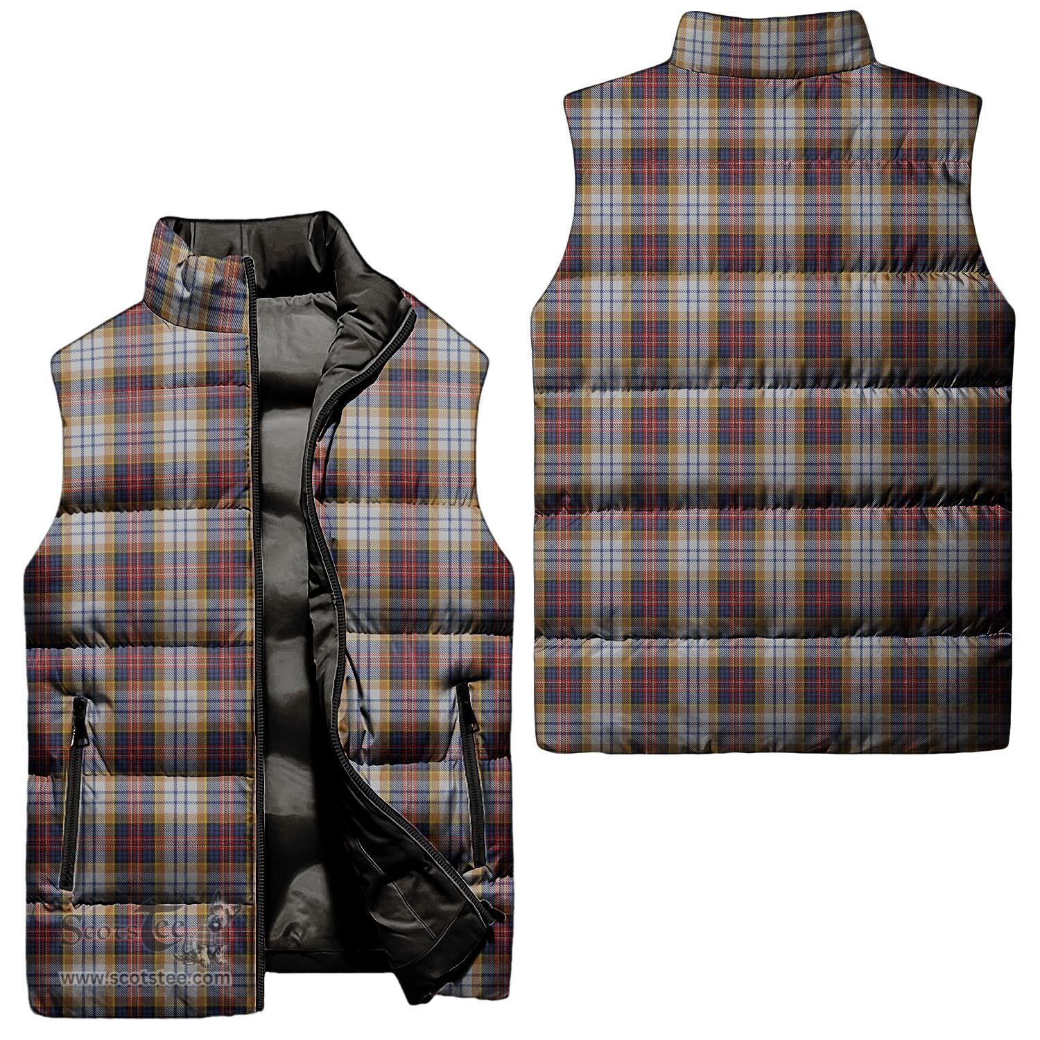 Scottish MacInnes Ancient Hunting Tartan Tartan Puffer Vest, Tartan Plaid Sleeveless Down Jacket Scottish Plaid Tartan Plaid - ScotsTee - scotstee.com