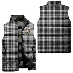 Scottish Menzies Black and White Clan Tartan Puffer Vest, Family Crest Plaid Sleeveless Down Jacket Scottish Plaid Tartan Plaid - ScotsTee - scotstee.com