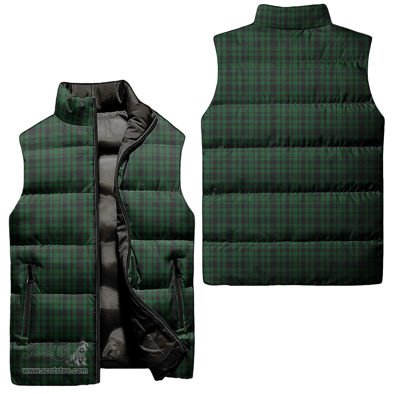 Scottish Menzies Green Tartan Tartan Puffer Vest, Tartan Plaid Sleeveless Down Jacket Scottish Plaid Tartan Plaid - ScotsTee - scotstee.com