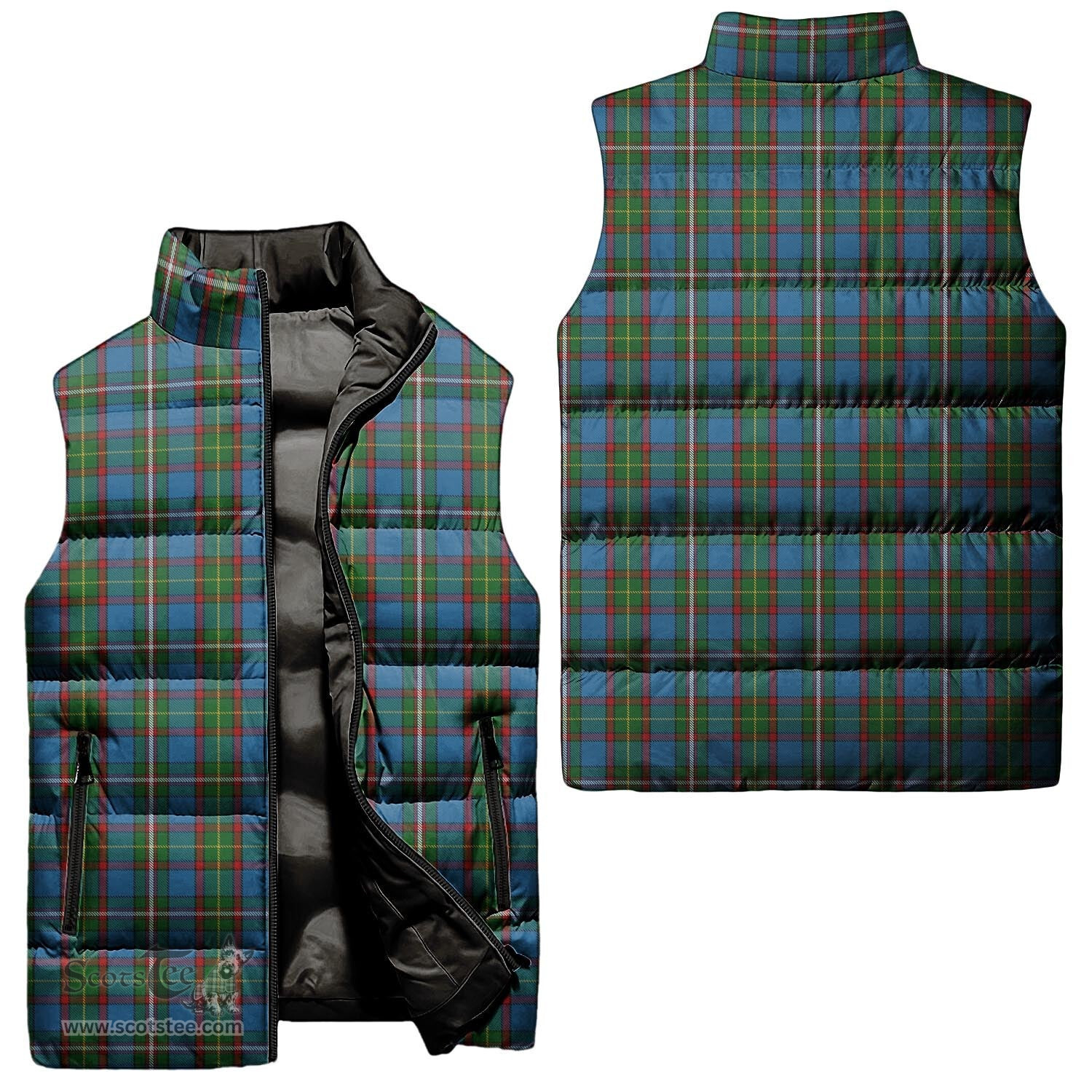 Scottish Tait Tartan Tartan Puffer Vest, Tartan Plaid Sleeveless Down Jacket Scottish Plaid Tartan Plaid - ScotsTee - scotstee.com