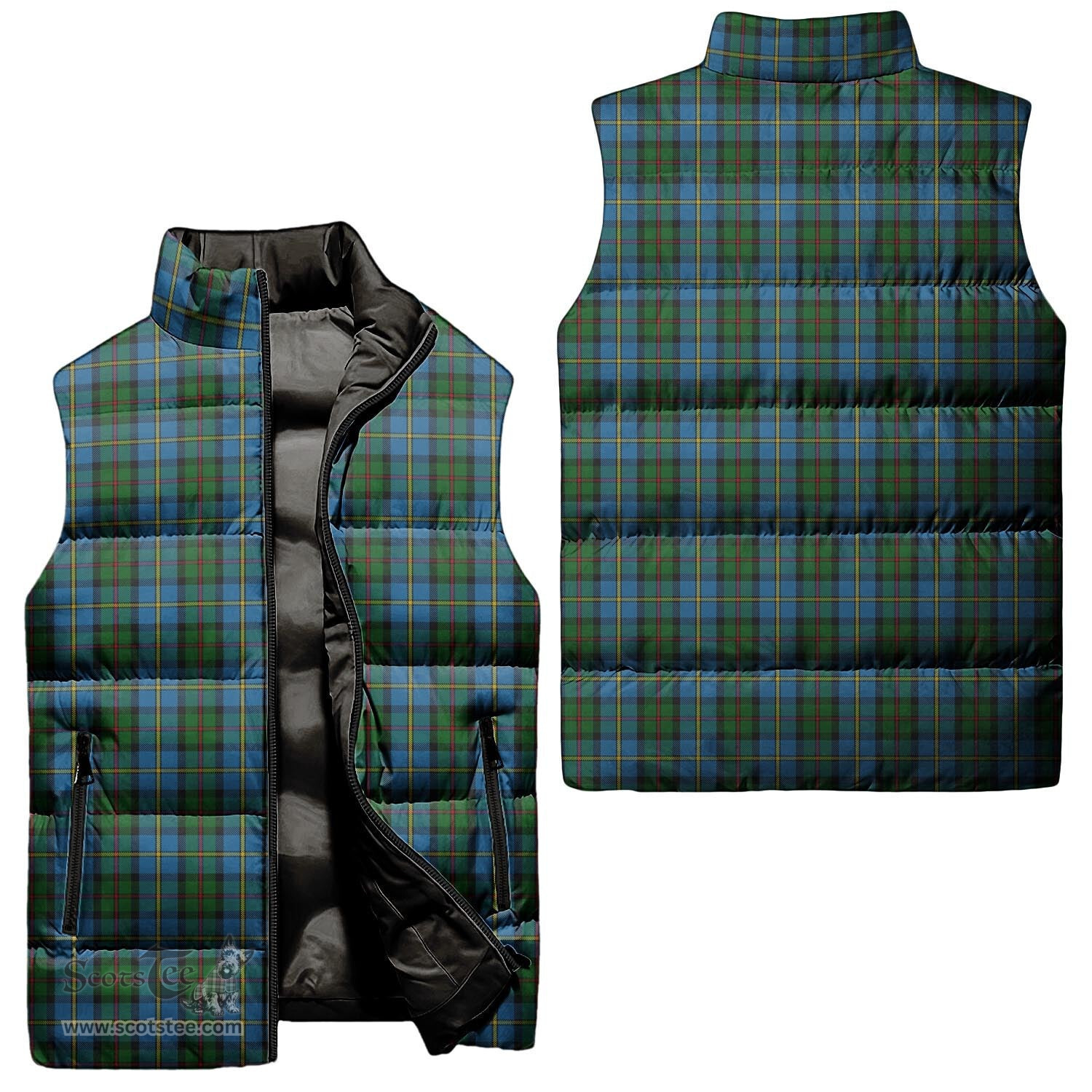 Scottish MacLeod Green Tartan Tartan Puffer Vest, Tartan Plaid Sleeveless Down Jacket Scottish Plaid Tartan Plaid - ScotsTee - scotstee.com