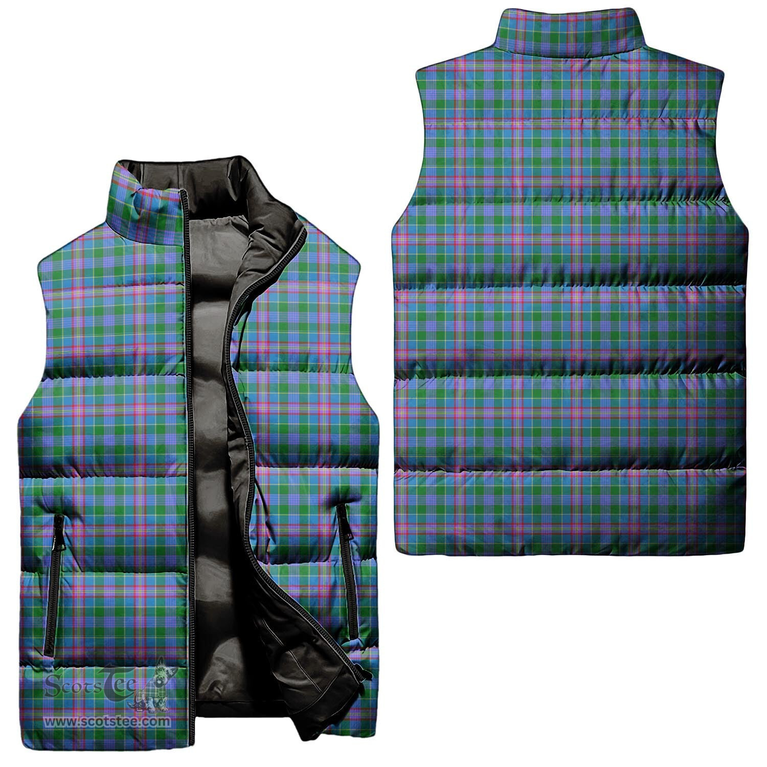 Scottish Pitcairn Hunting Tartan Tartan Puffer Vest, Tartan Plaid Sleeveless Down Jacket Scottish Plaid Tartan Plaid - ScotsTee - scotstee.com