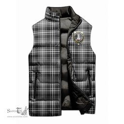 Scottish MacLean Black and White Clan Tartan Puffer Vest, Family Crest Plaid Sleeveless Down Jacket Scottish Plaid Tartan Plaid - ScotsTee - scotstee.com