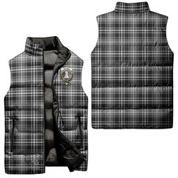 Scottish MacLean Black and White Clan Tartan Puffer Vest, Family Crest Plaid Sleeveless Down Jacket Scottish Plaid Tartan Plaid - ScotsTee - scotstee.com