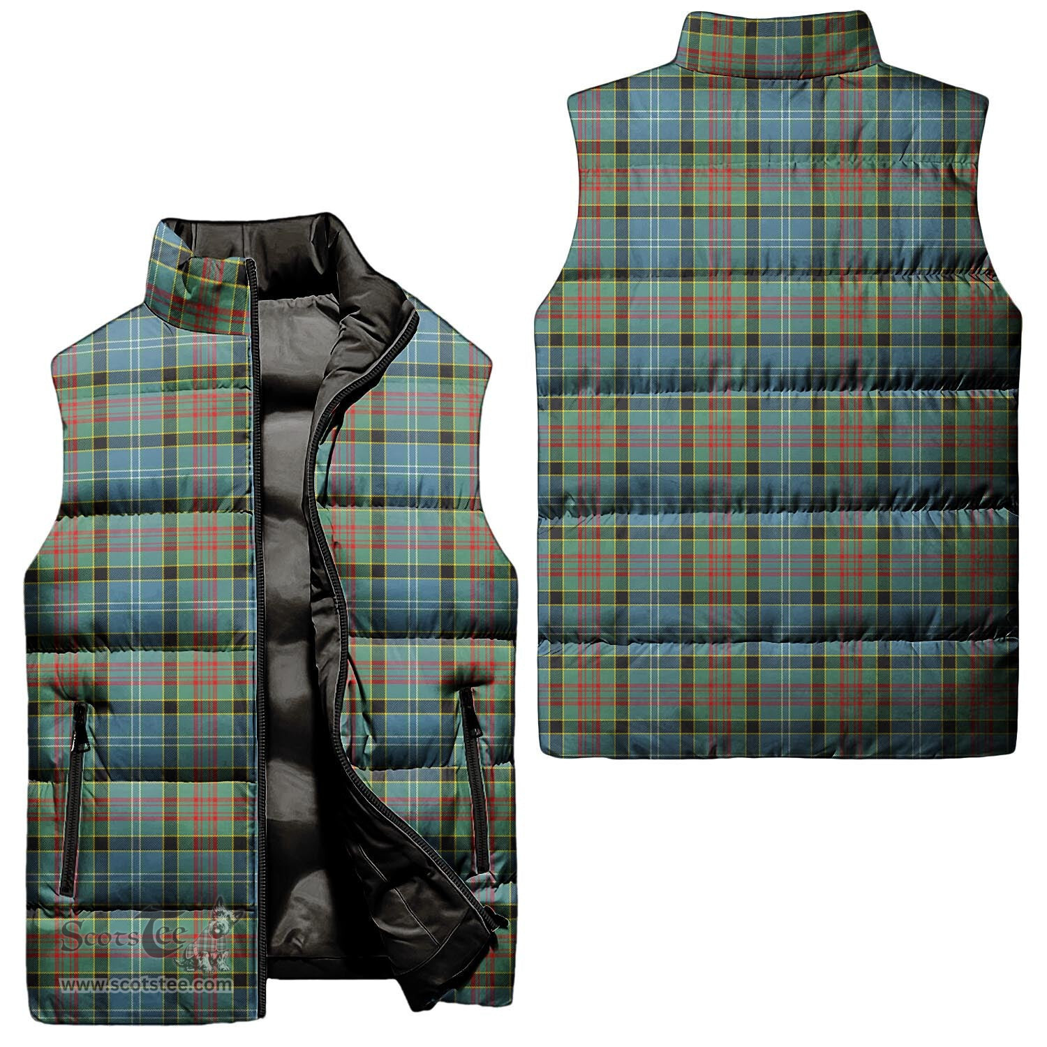 Scottish Paisley Tartan Tartan Puffer Vest, Tartan Plaid Sleeveless Down Jacket Scottish Plaid Tartan Plaid - ScotsTee - scotstee.com