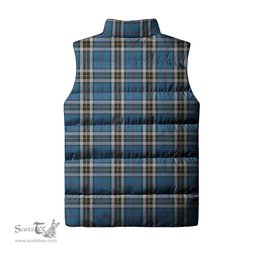 Scottish Thomson Dress Blue Clan Tartan Puffer Vest, Family Crest Plaid Sleeveless Down Jacket Scottish Plaid Tartan Plaid - ScotsTee - scotstee.com