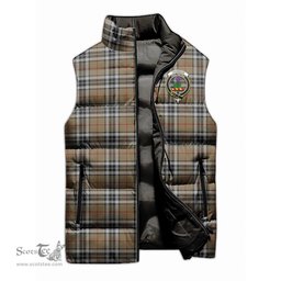 Scottish Thomson Camel Clan Tartan Puffer Vest, Family Crest Plaid Sleeveless Down Jacket Scottish Plaid Tartan Plaid - ScotsTee - scotstee.com