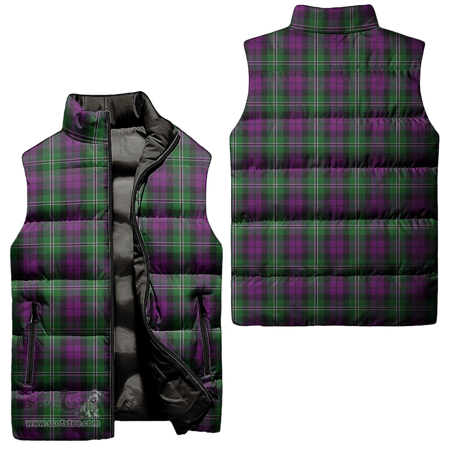Scottish Wilson Tartan Tartan Puffer Vest, Tartan Plaid Sleeveless Down Jacket Scottish Plaid Tartan Plaid - ScotsTee - scotstee.com