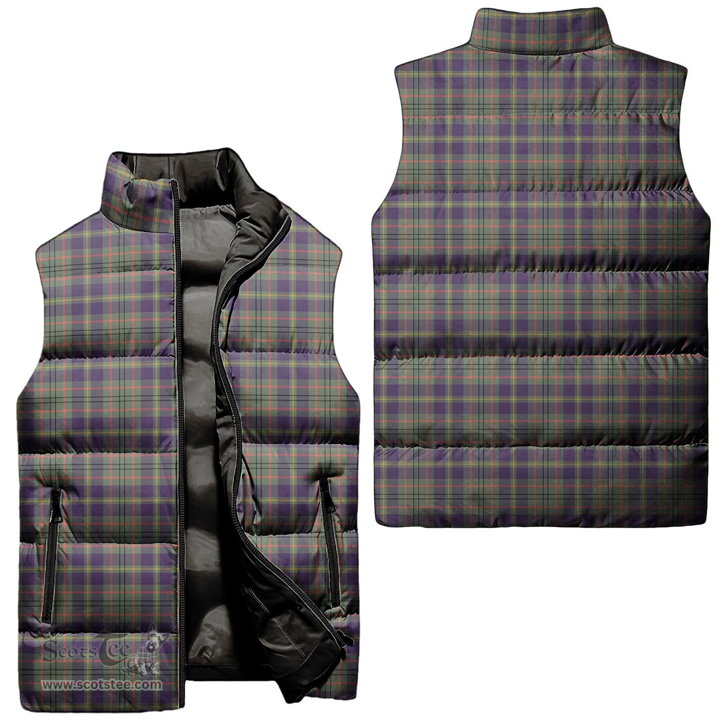 Scottish Taylor Weathered Tartan Tartan Puffer Vest, Tartan Plaid Sleeveless Down Jacket Scottish Plaid Tartan Plaid - ScotsTee - scotstee.com