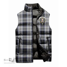 Scottish Menzies Black Dress Clan Tartan Puffer Vest, Family Crest Plaid Sleeveless Down Jacket Scottish Plaid Tartan Plaid - ScotsTee - scotstee.com