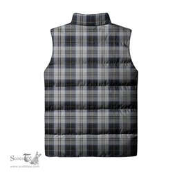 Scottish Menzies Black Dress Clan Tartan Puffer Vest, Family Crest Plaid Sleeveless Down Jacket Scottish Plaid Tartan Plaid - ScotsTee - scotstee.com