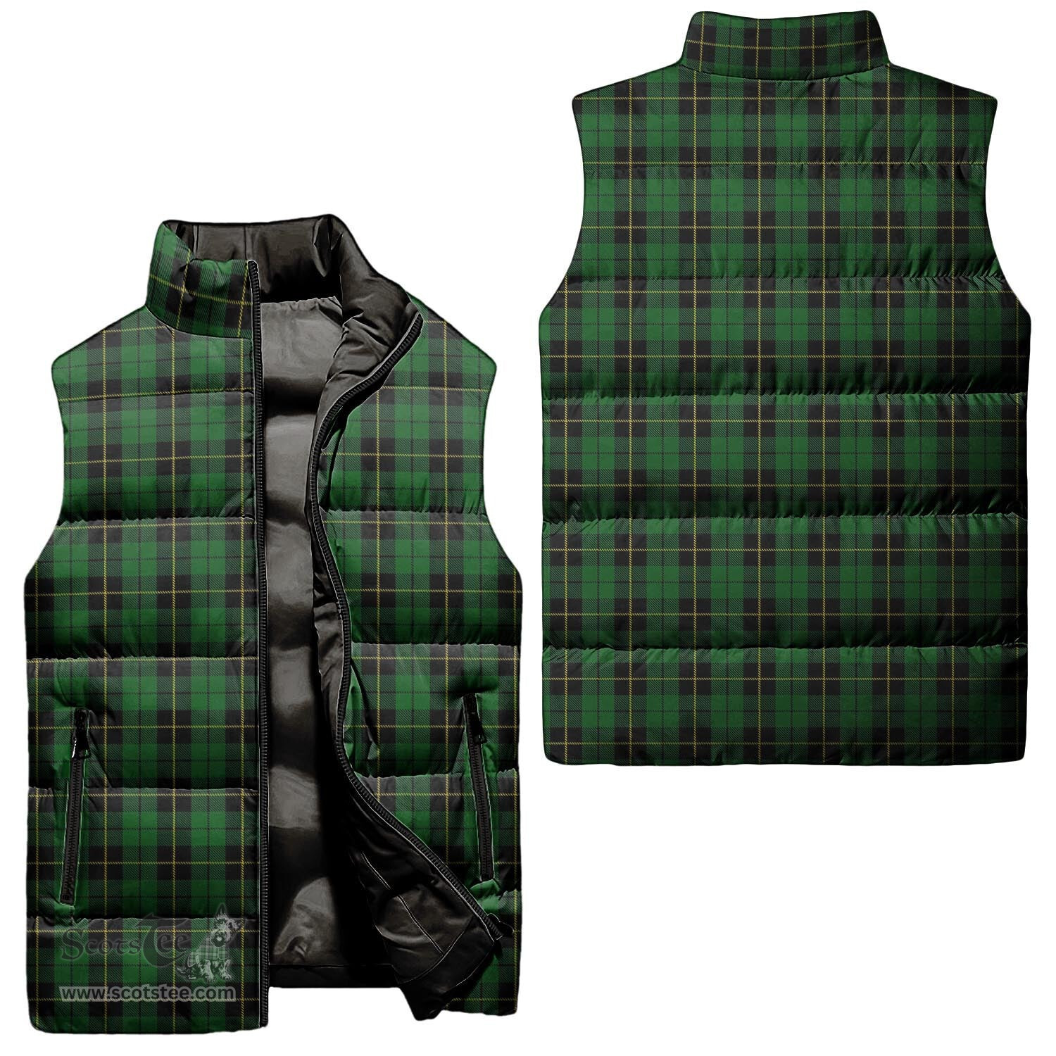Scottish Wallace Hunting Tartan Tartan Puffer Vest, Tartan Plaid Sleeveless Down Jacket Scottish Plaid Tartan Plaid - ScotsTee - scotstee.com