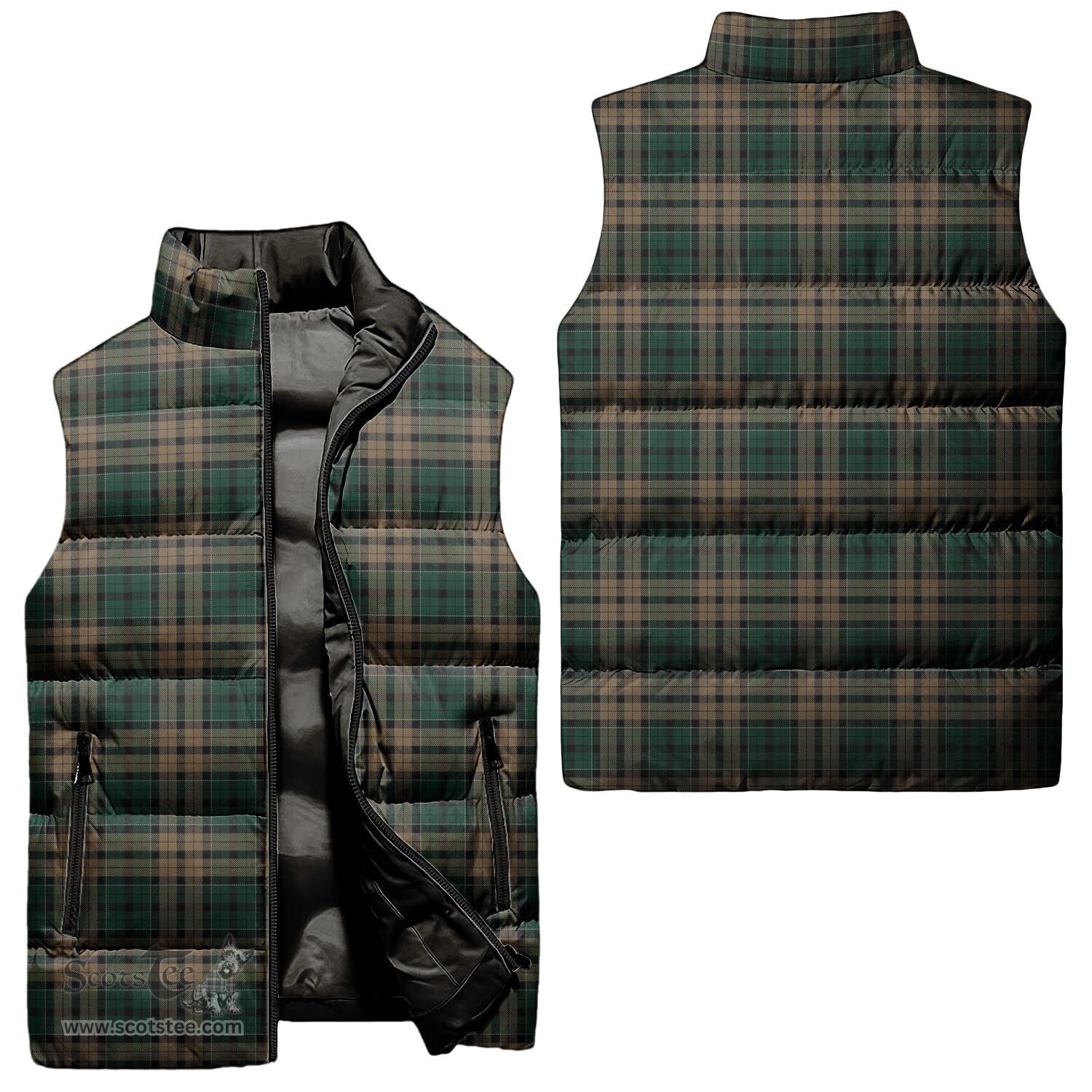 Scottish Sackett Tartan Tartan Puffer Vest, Tartan Plaid Sleeveless Down Jacket Scottish Plaid Tartan Plaid - ScotsTee - scotstee.com