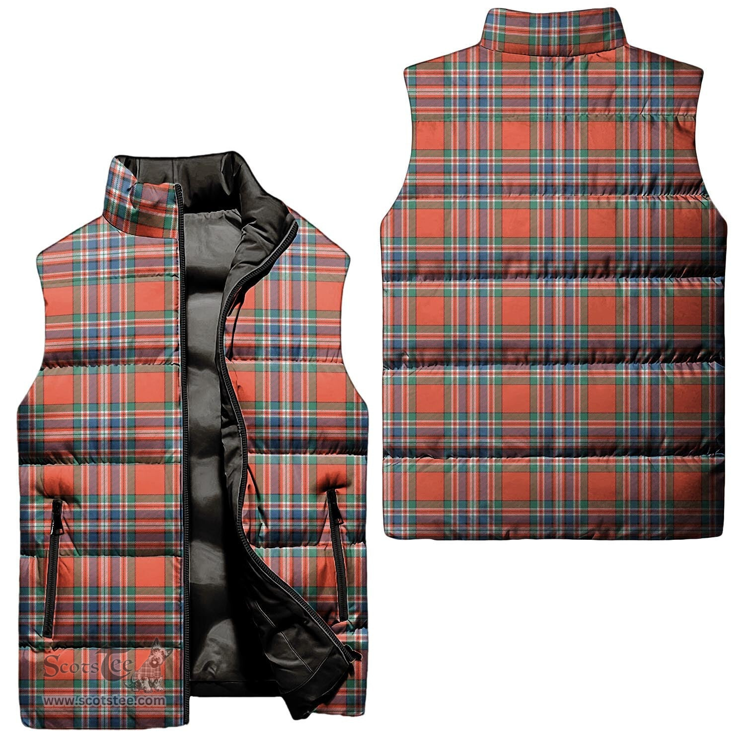 Scottish MacFarlane Ancient Tartan Tartan Puffer Vest, Tartan Plaid Sleeveless Down Jacket Scottish Plaid Tartan Plaid - ScotsTee - scotstee.com