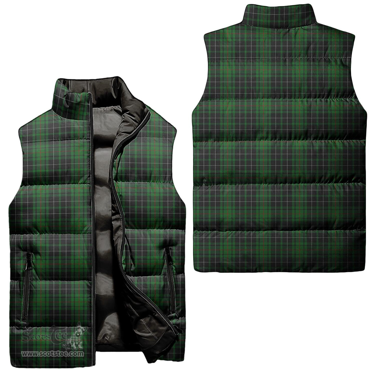 Scottish MacAulay Hunting Tartan Tartan Puffer Vest, Tartan Plaid Sleeveless Down Jacket Scottish Plaid Tartan Plaid - ScotsTee - scotstee.com