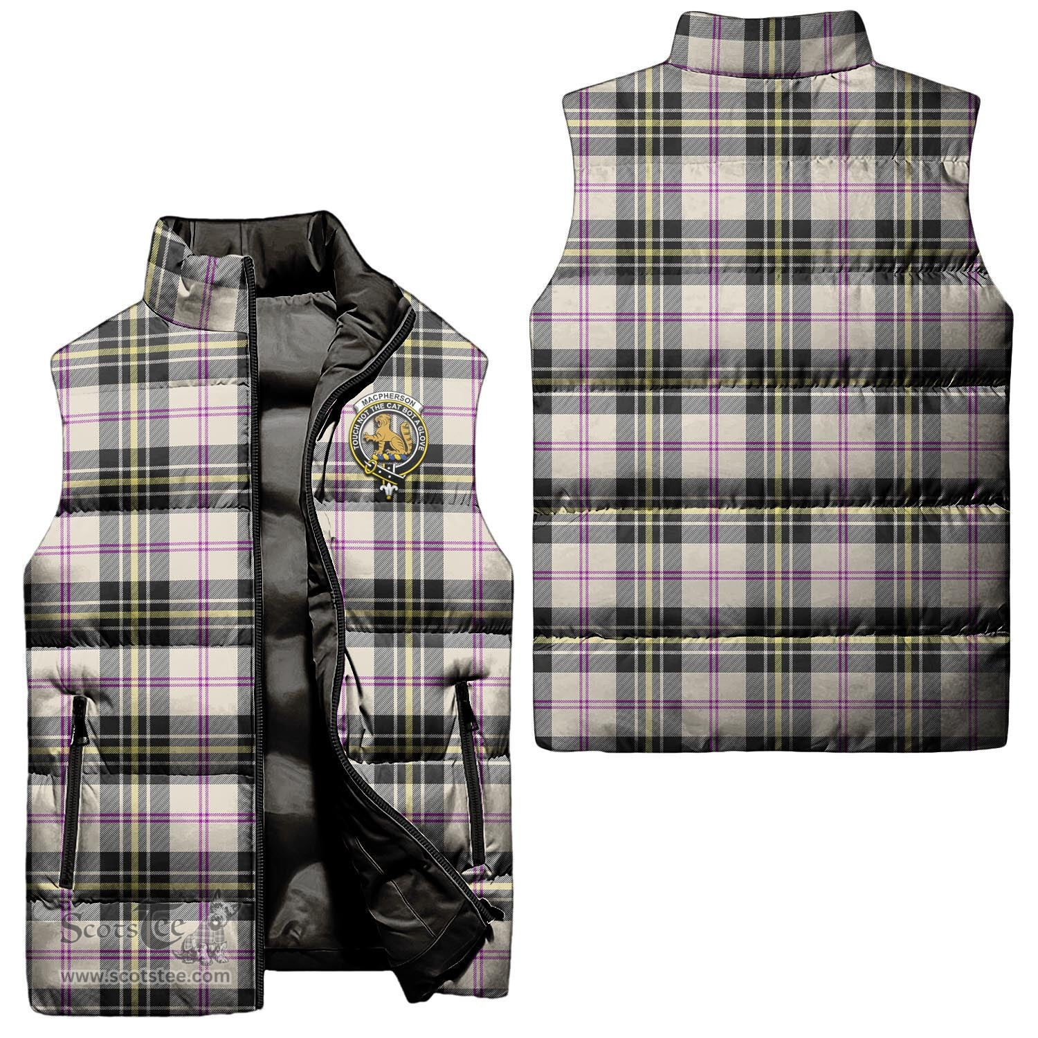 Scottish MacPherson Dress Ancient Clan Tartan Puffer Vest, Family Crest Plaid Sleeveless Down Jacket Scottish Plaid Tartan Plaid - ScotsTee - scotstee.com
