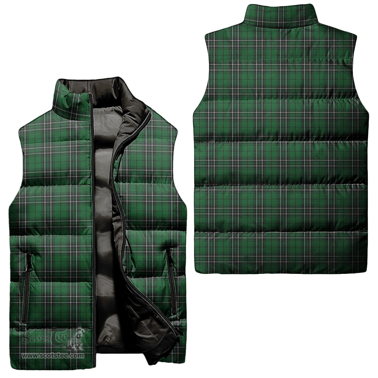 Scottish MacLean of Duart Hunting Tartan Tartan Puffer Vest, Tartan Plaid Sleeveless Down Jacket Scottish Plaid Tartan Plaid - ScotsTee - scotstee.com