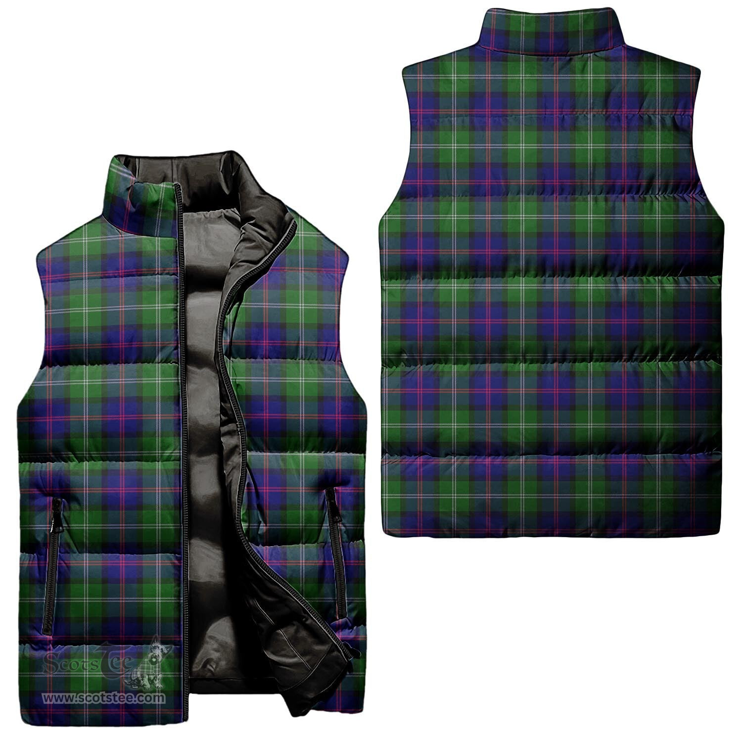 Scottish MacThomas Modern Tartan Tartan Puffer Vest, Tartan Plaid Sleeveless Down Jacket Scottish Plaid Tartan Plaid - ScotsTee - scotstee.com