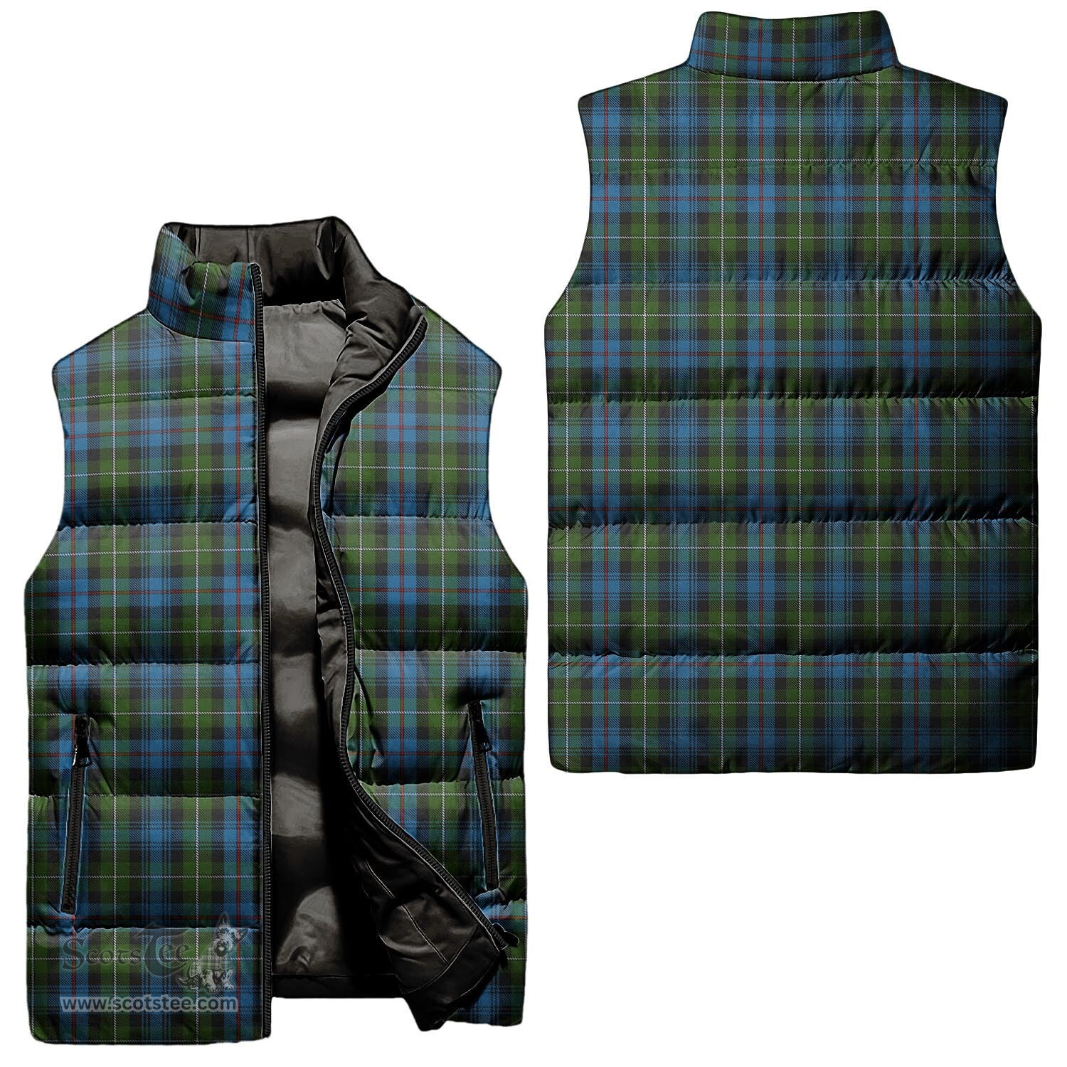 Scottish MacKenzie Tartan Tartan Puffer Vest, Tartan Plaid Sleeveless Down Jacket Scottish Plaid Tartan Plaid - ScotsTee - scotstee.com