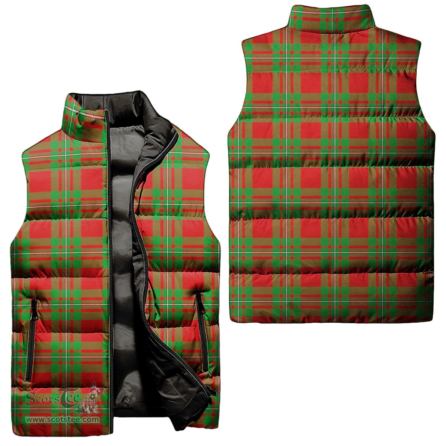 Scottish MacGregor Modern Tartan Tartan Puffer Vest, Tartan Plaid Sleeveless Down Jacket Scottish Plaid Tartan Plaid - ScotsTee - scotstee.com