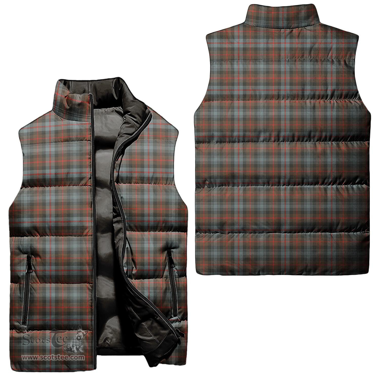 Scottish Murray of Atholl Weathered Tartan Tartan Puffer Vest, Tartan Plaid Sleeveless Down Jacket Scottish Plaid Tartan Plaid - ScotsTee - scotstee.com