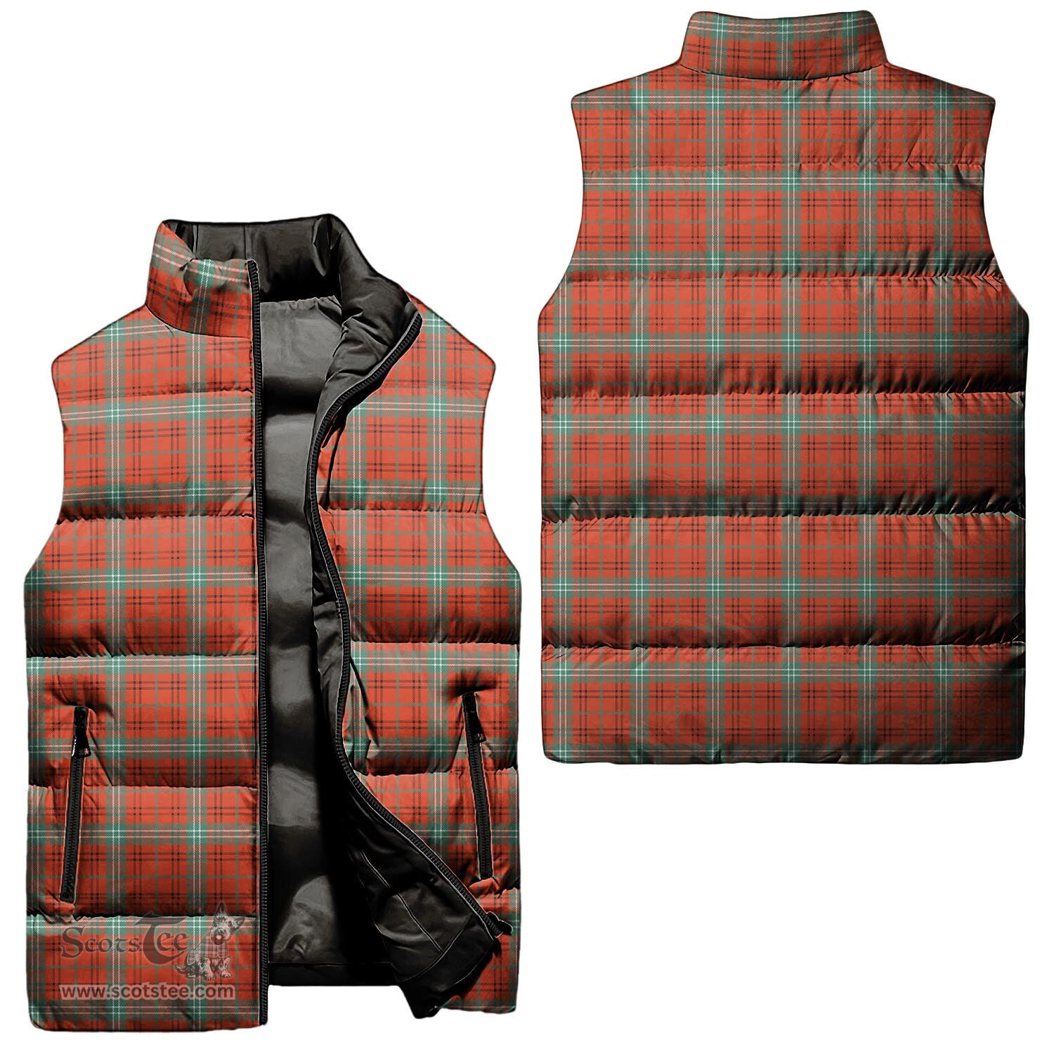 Scottish Morrison Red Ancient Tartan Tartan Puffer Vest, Tartan Plaid Sleeveless Down Jacket Scottish Plaid Tartan Plaid - ScotsTee - scotstee.com