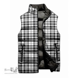 Scottish Scott Black White Tartan Tartan Puffer Vest, Tartan Plaid Sleeveless Down Jacket Scottish Plaid Tartan Plaid - ScotsTee - scotstee.com