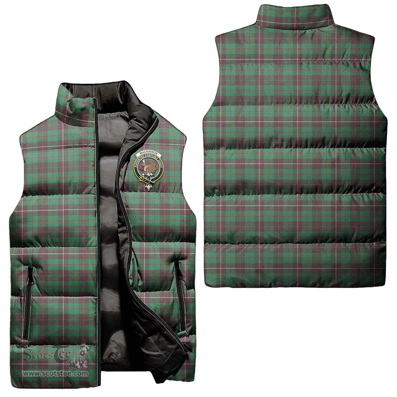 Scottish MacKinnon Hunting Ancient Clan Tartan Puffer Vest, Family Crest Plaid Sleeveless Down Jacket Scottish Plaid Tartan Plaid - ScotsTee - scotstee.com