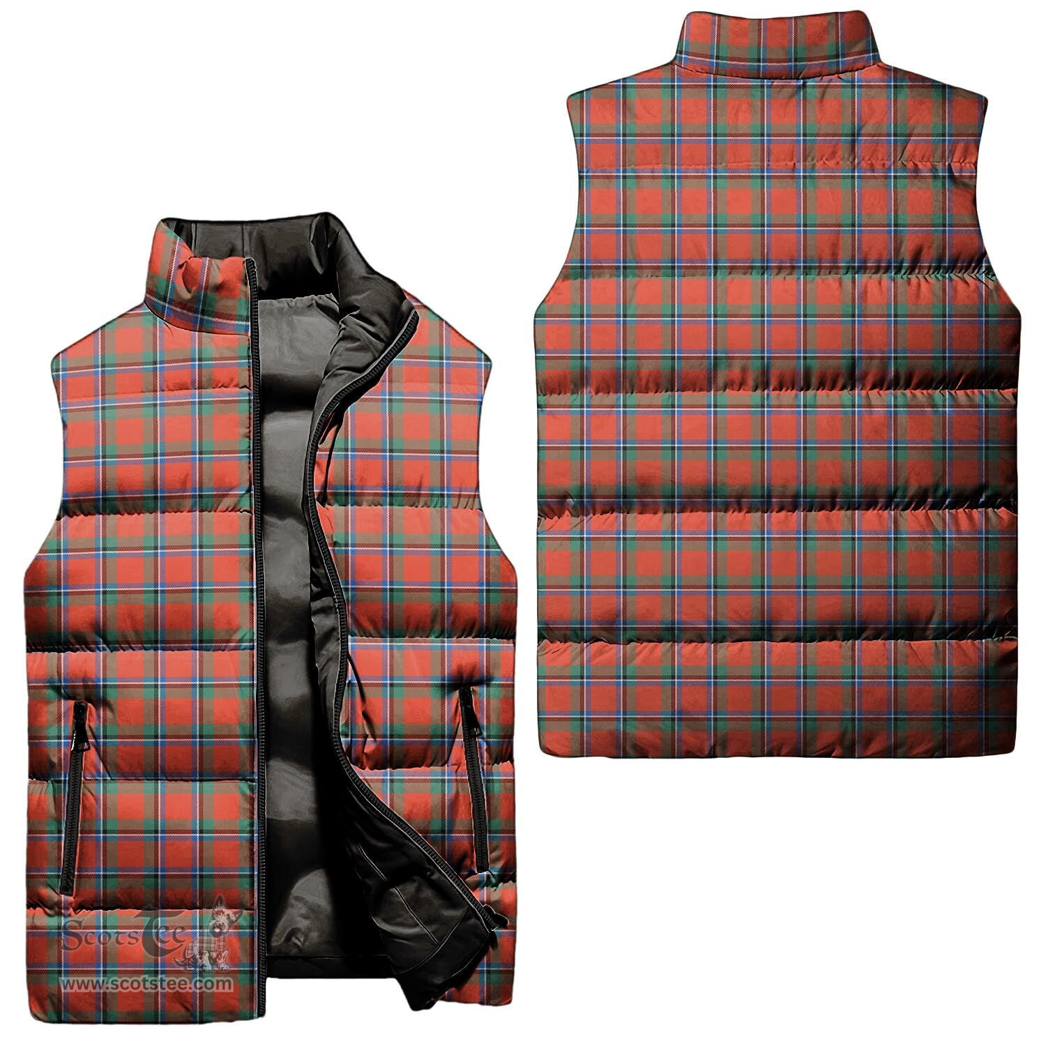 Scottish Sinclair Ancient Tartan Tartan Puffer Vest, Tartan Plaid Sleeveless Down Jacket Scottish Plaid Tartan Plaid - ScotsTee - scotstee.com