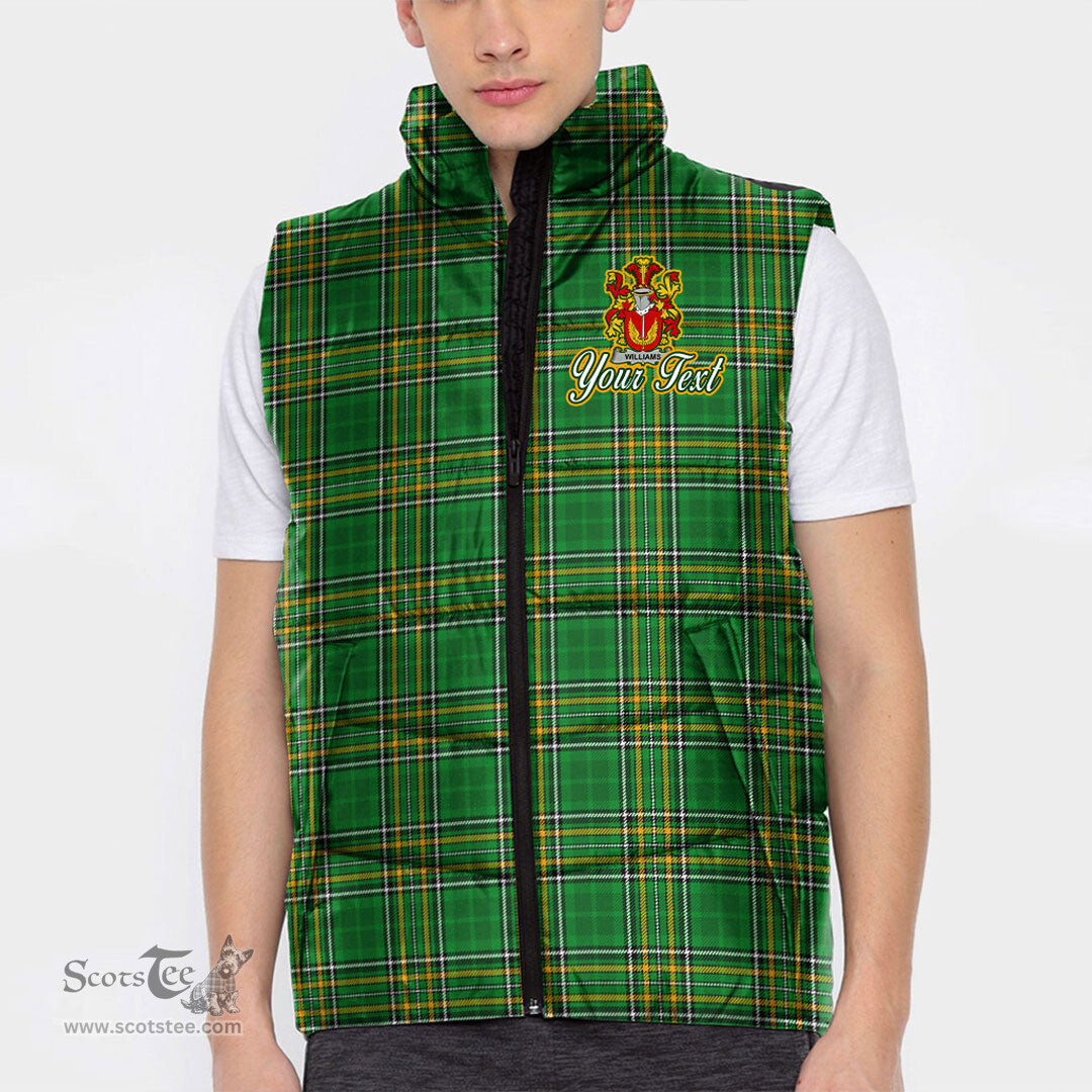 Scottish Williams Coat of Arms Family Crest Ireland Padded Vest Jacket Irish National Tartan Irish County Vest Jacket