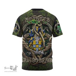 ScotsTee Shop Irish Accotts Coat of Arms Irish T Shirt Family Crest Irish Is My Root T Shirt