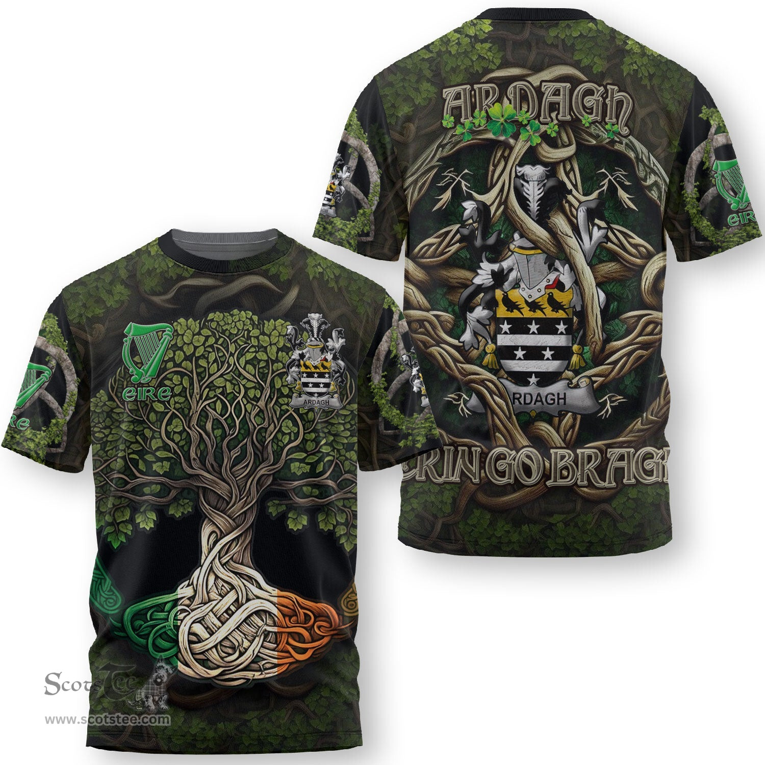 ScotsTee Shop Irish Ardagh Coat of Arms Irish T Shirt Family Crest Irish Is My Root T Shirt