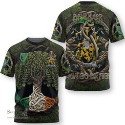 ScotsTee Shop Irish Barker Coat of Arms Irish T Shirt Family Crest Irish Is My Root T Shirt