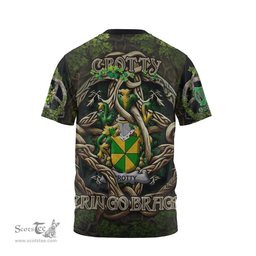 ScotsTee Shop Irish Crotty or O Crotty Coat of Arms Irish T Shirt Family Crest Irish Is My Root T Shirt