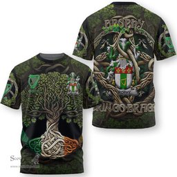 ScotsTee Shop Irish Brophy or O Brophy Coat of Arms Irish T Shirt Family Crest Irish Is My Root T Shirt