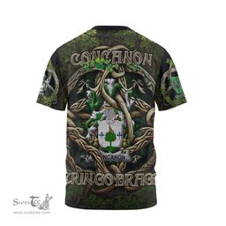 ScotsTee Shop Irish Concanon or O Concanon Coat of Arms Irish T Shirt Family Crest Irish Is My Root T Shirt