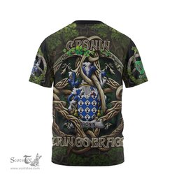 ScotsTee Shop Irish Cronin or O Cronin Coat of Arms Irish T Shirt Family Crest Irish Is My Root T Shirt