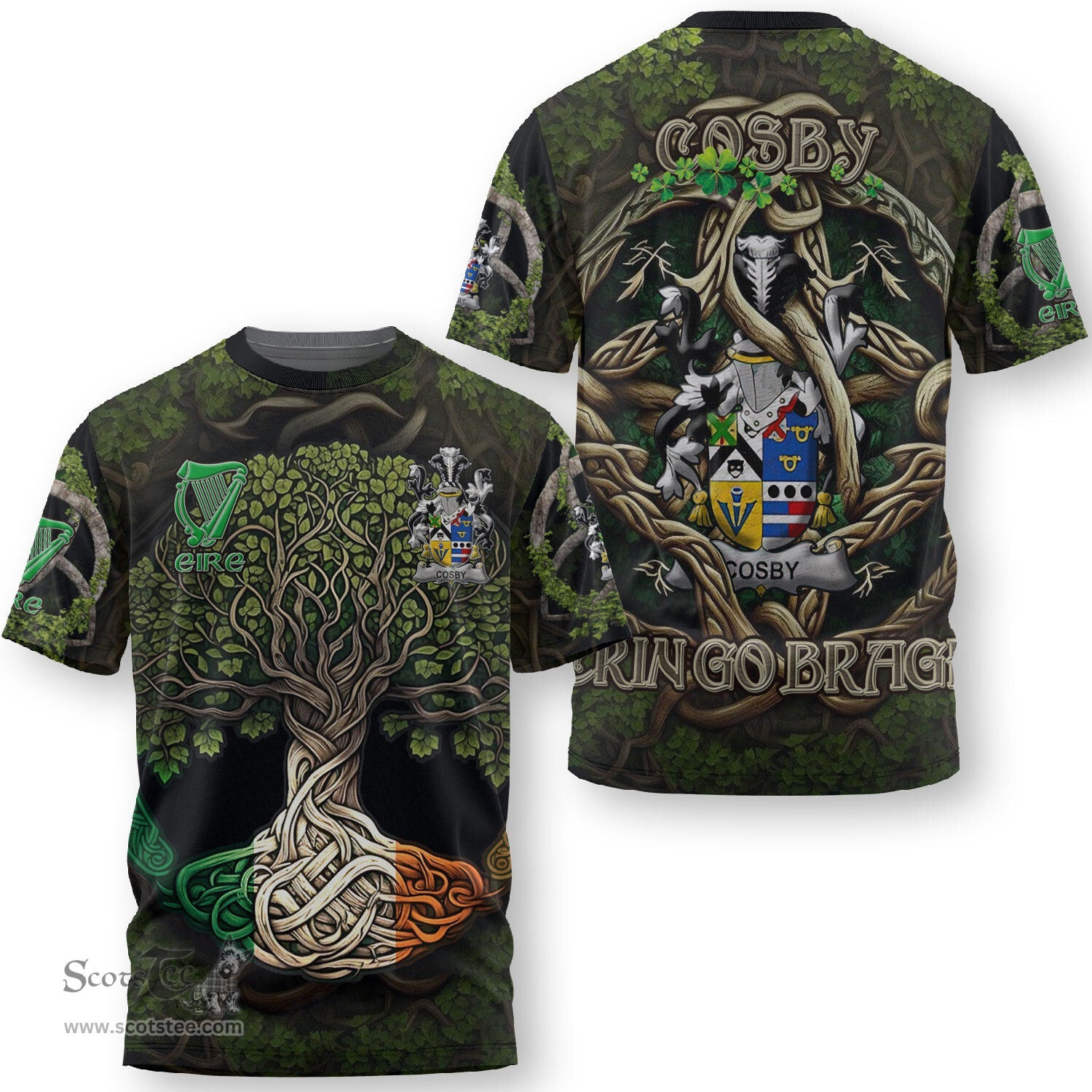 ScotsTee Shop Irish Cosby Lord Sydney Coat of Arms Irish T Shirt Family Crest Irish Is My Root T Shirt