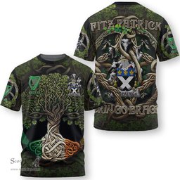 ScotsTee Shop Irish Fitz Patrick Coat of Arms Irish T Shirt Family Crest Irish Is My Root T Shirt