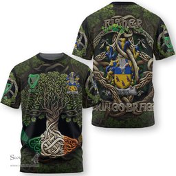 ScotsTee Shop Irish Fisher Coat of Arms Irish T Shirt Family Crest Irish Is My Root T Shirt