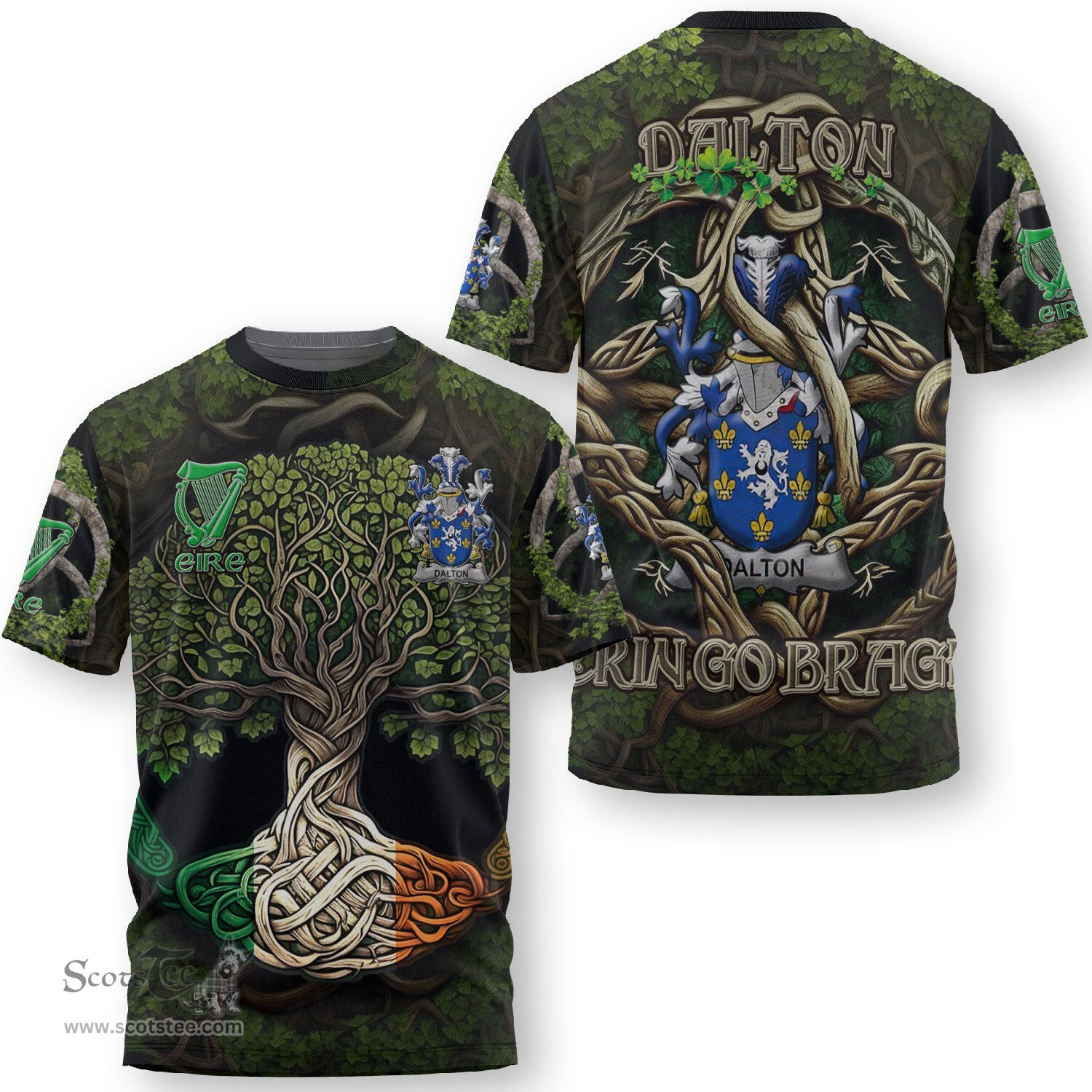 ScotsTee Shop Irish Dalton Coat of Arms Irish T Shirt Family Crest Irish Is My Root T Shirt