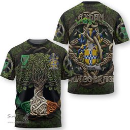 ScotsTee Shop Irish Exham Coat of Arms Irish T Shirt Family Crest Irish Is My Root T Shirt