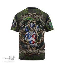 ScotsTee Shop Irish Halligan or O Halligan Coat of Arms Irish T Shirt Family Crest Irish Is My Root T Shirt