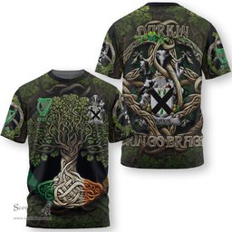 ScotsTee Shop Irish Durkin or O Durkin Coat of Arms Irish T Shirt Family Crest Irish Is My Root T Shirt