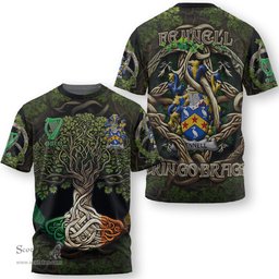 ScotsTee Shop Irish Fennell or O Fennell Coat of Arms Irish T Shirt Family Crest Irish Is My Root T Shirt