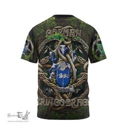 ScotsTee Shop Irish Gorman or McGorman Coat of Arms Irish T Shirt Family Crest Irish Is My Root T Shirt